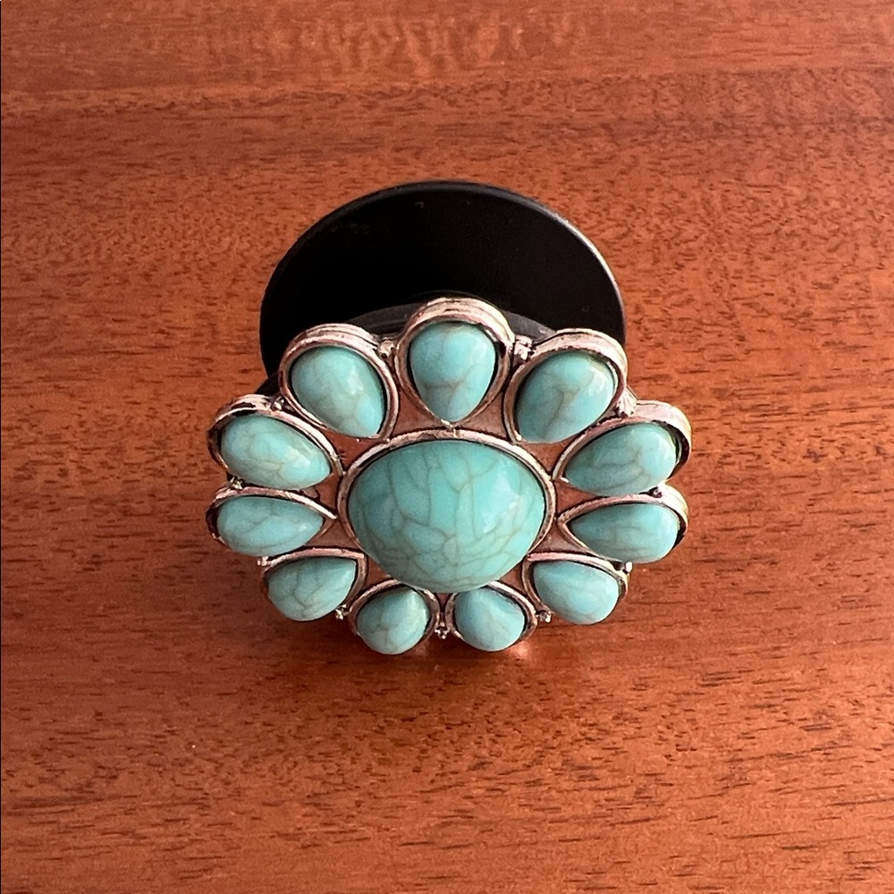 Turquoise Floral Silver Ring